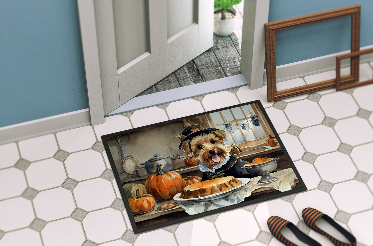 Lakeland Terrier Fall Kitchen Pumpkins Doormat