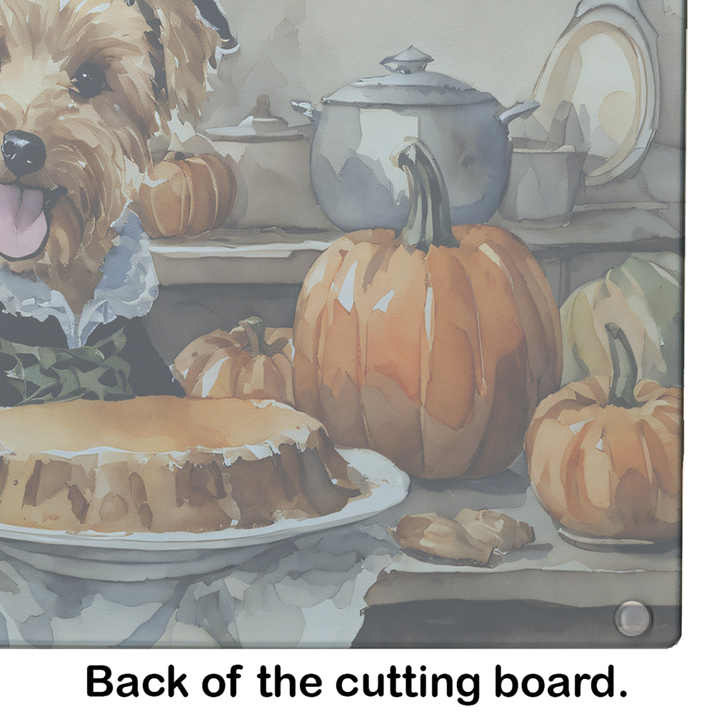 Lakeland Terrier Fall Kitchen Pumpkins Glass Cutting Board