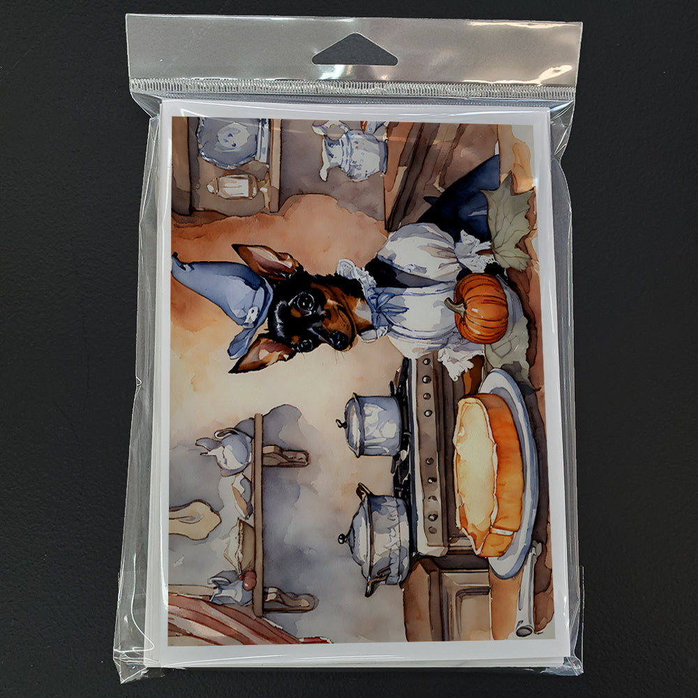Miniature Pinscher Fall Kitchen Pumpkins Greeting Cards Pack of 8