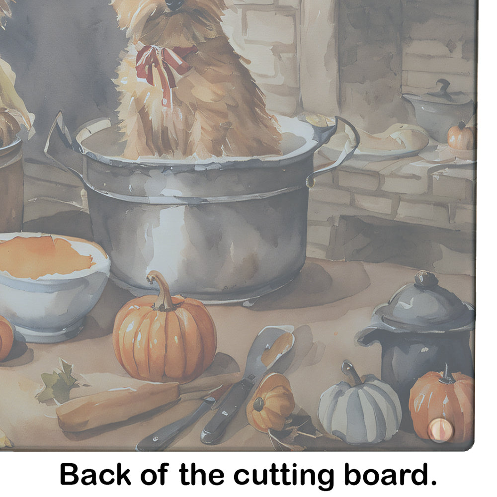 Norwich Terrier Fall Kitchen Pumpkins Glass Cutting Board