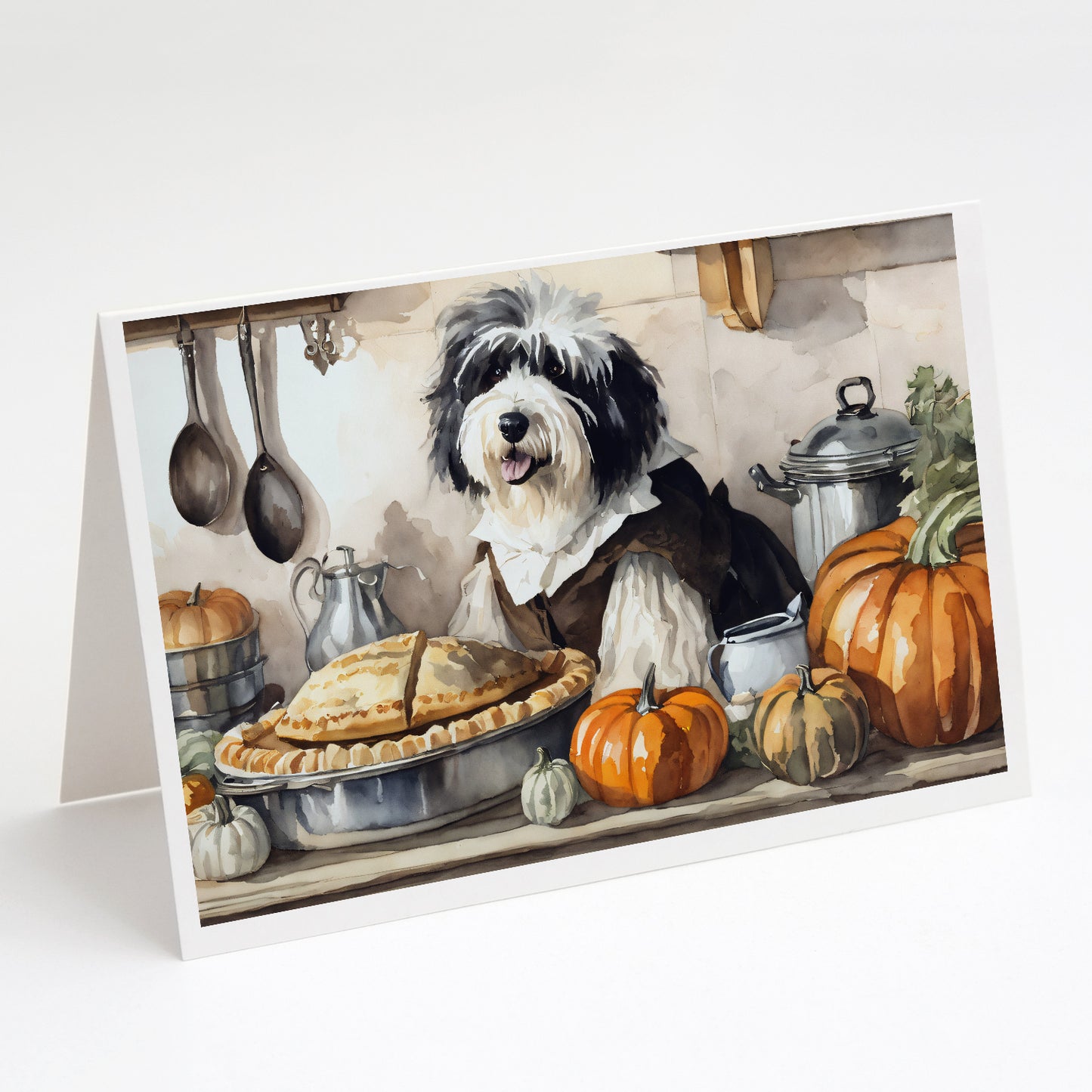 Buy this Old English Sheepdog Fall Kitchen Pumpkins Greeting Cards Pack of 8