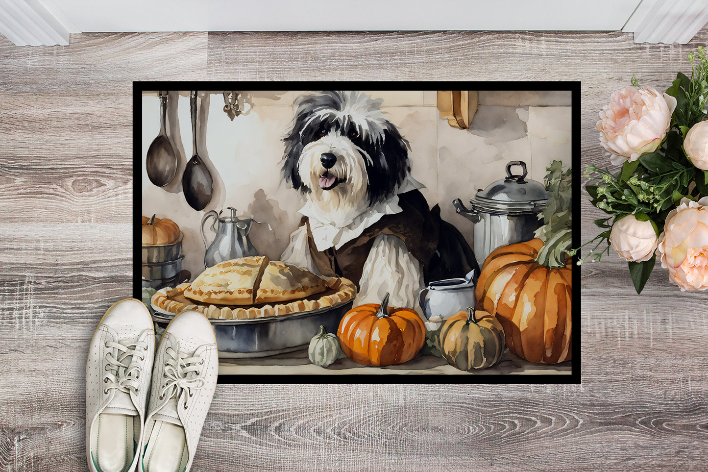 Old English Sheepdog Fall Kitchen Pumpkins Doormat