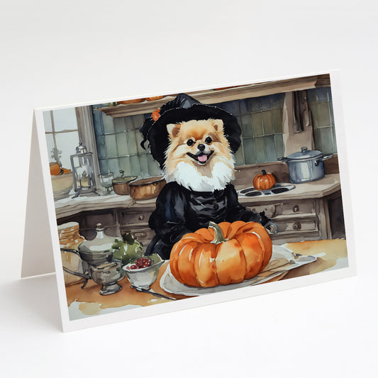 Buy this Pomeranian Fall Kitchen Pumpkins Greeting Cards Pack of 8