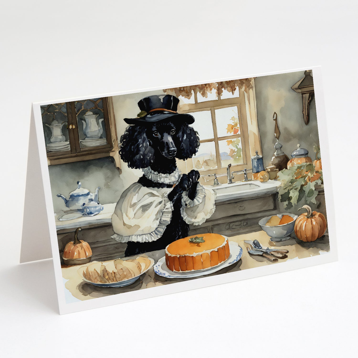 Buy this Poodle Fall Kitchen Pumpkins Greeting Cards Pack of 8