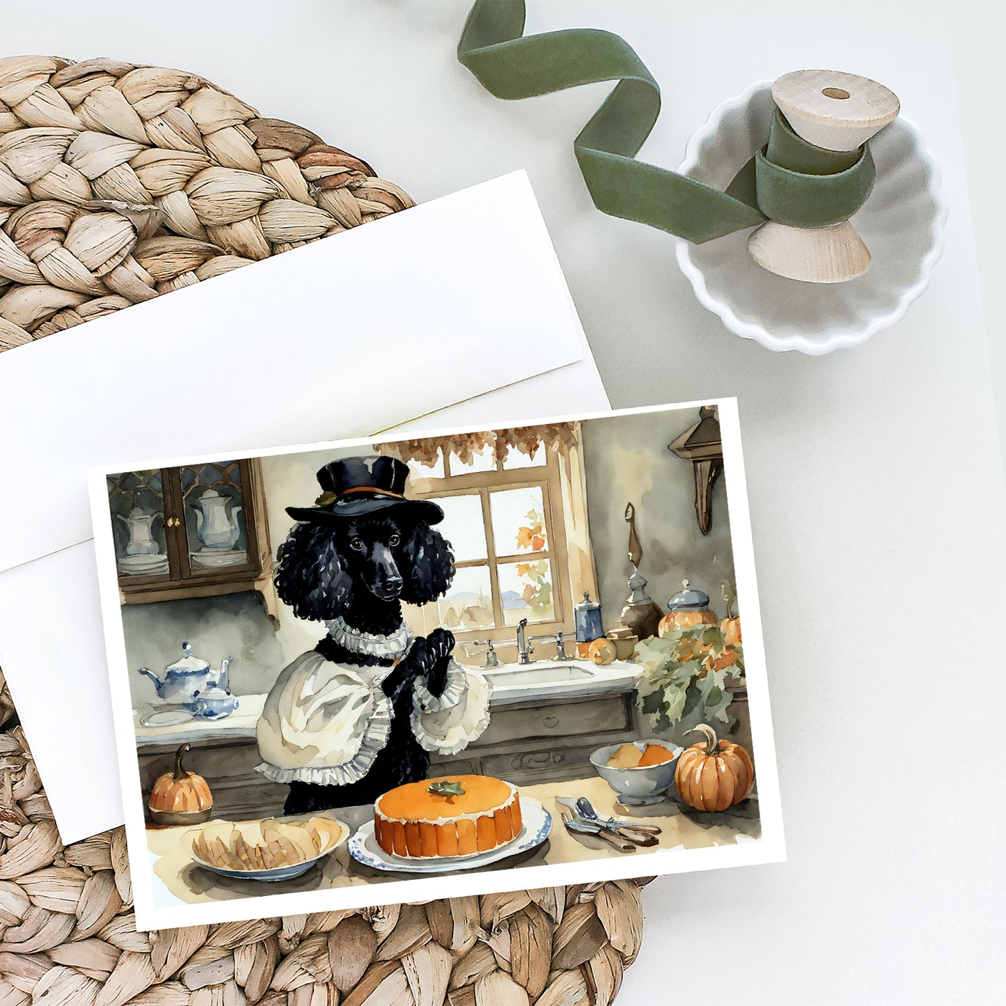 Poodle Fall Kitchen Pumpkins Greeting Cards Pack of 8