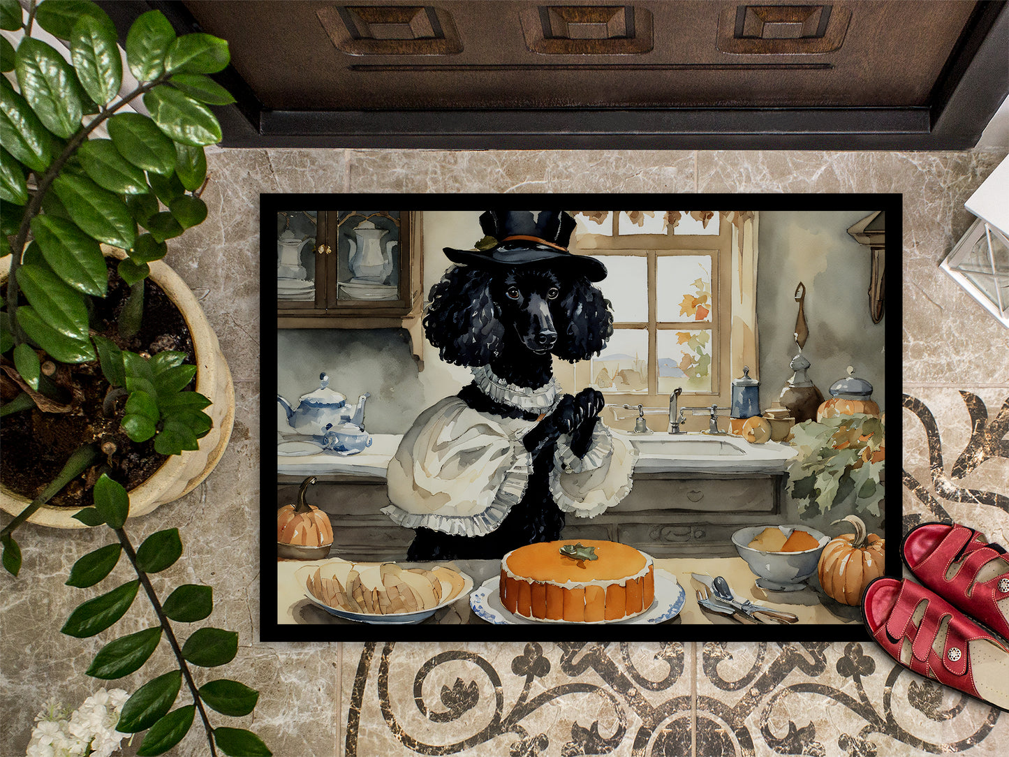 Poodle Fall Kitchen Pumpkins Doormat