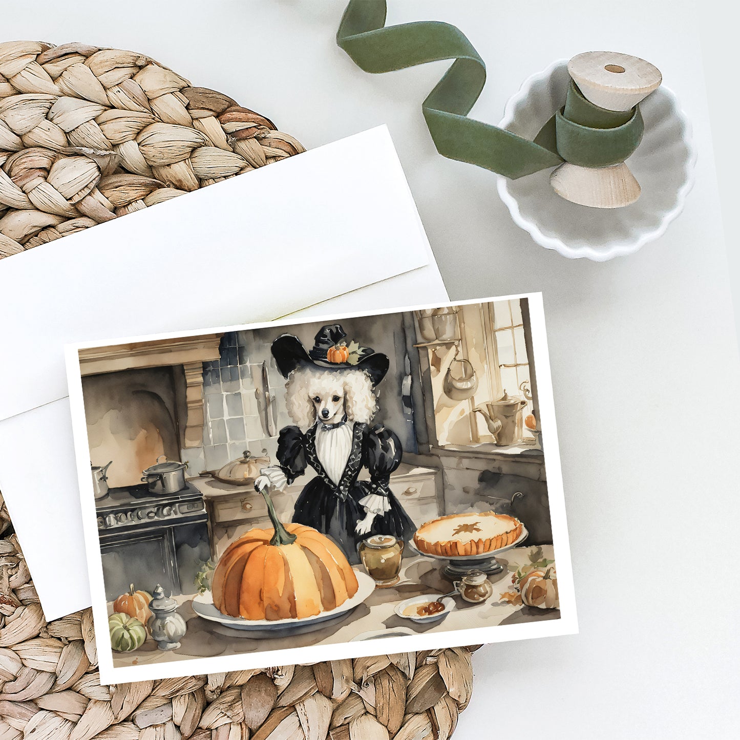 Poodle Fall Kitchen Pumpkins Greeting Cards Pack of 8