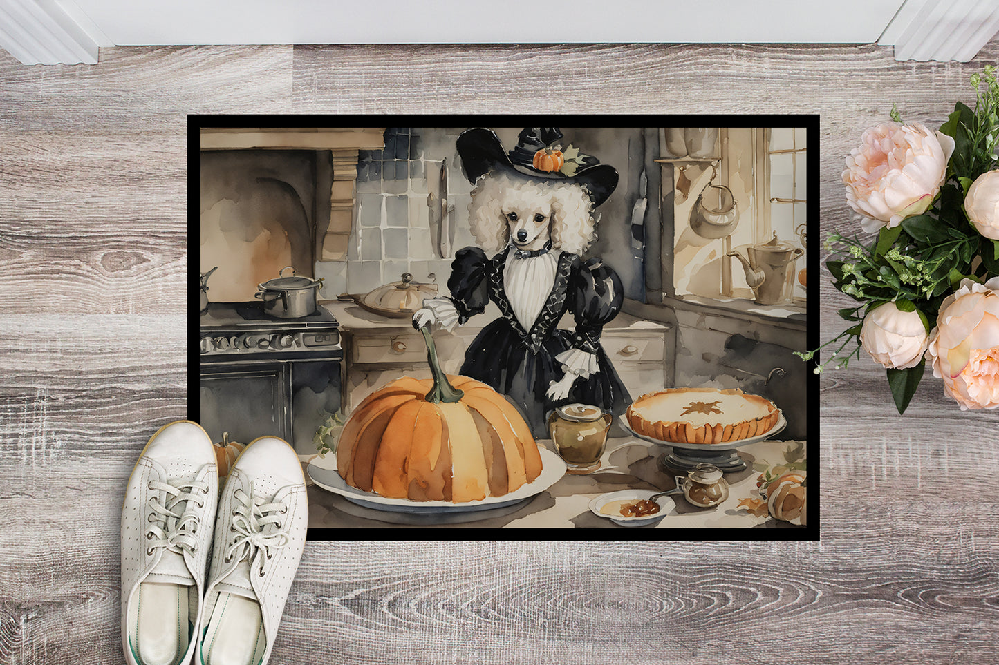 Poodle Fall Kitchen Pumpkins Doormat