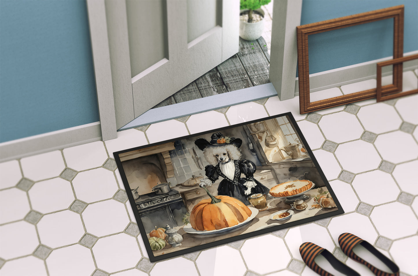 Poodle Fall Kitchen Pumpkins Doormat