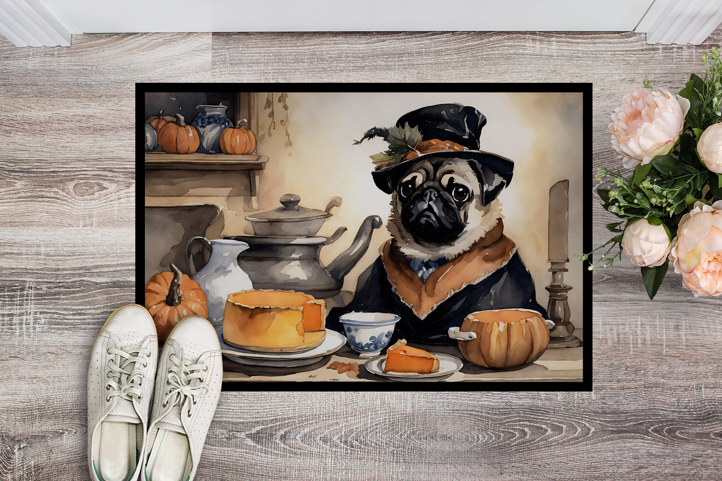 Pug Fall Kitchen Pumpkins Doormat