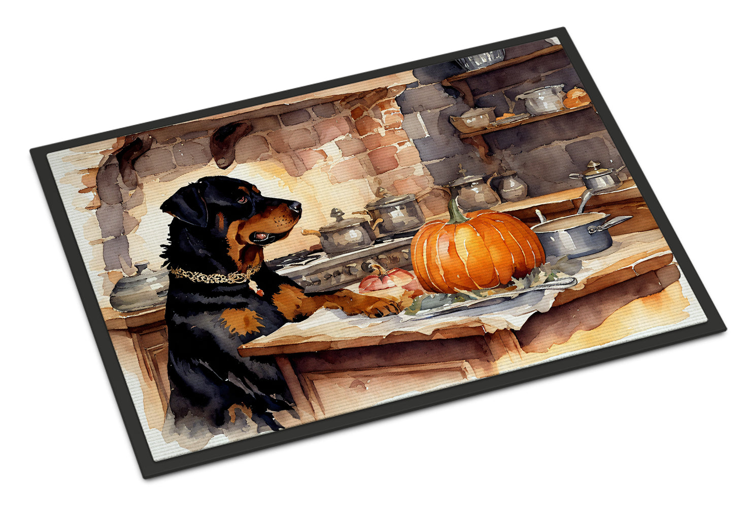 Buy this Rottweiler Fall Kitchen Pumpkins Doormat