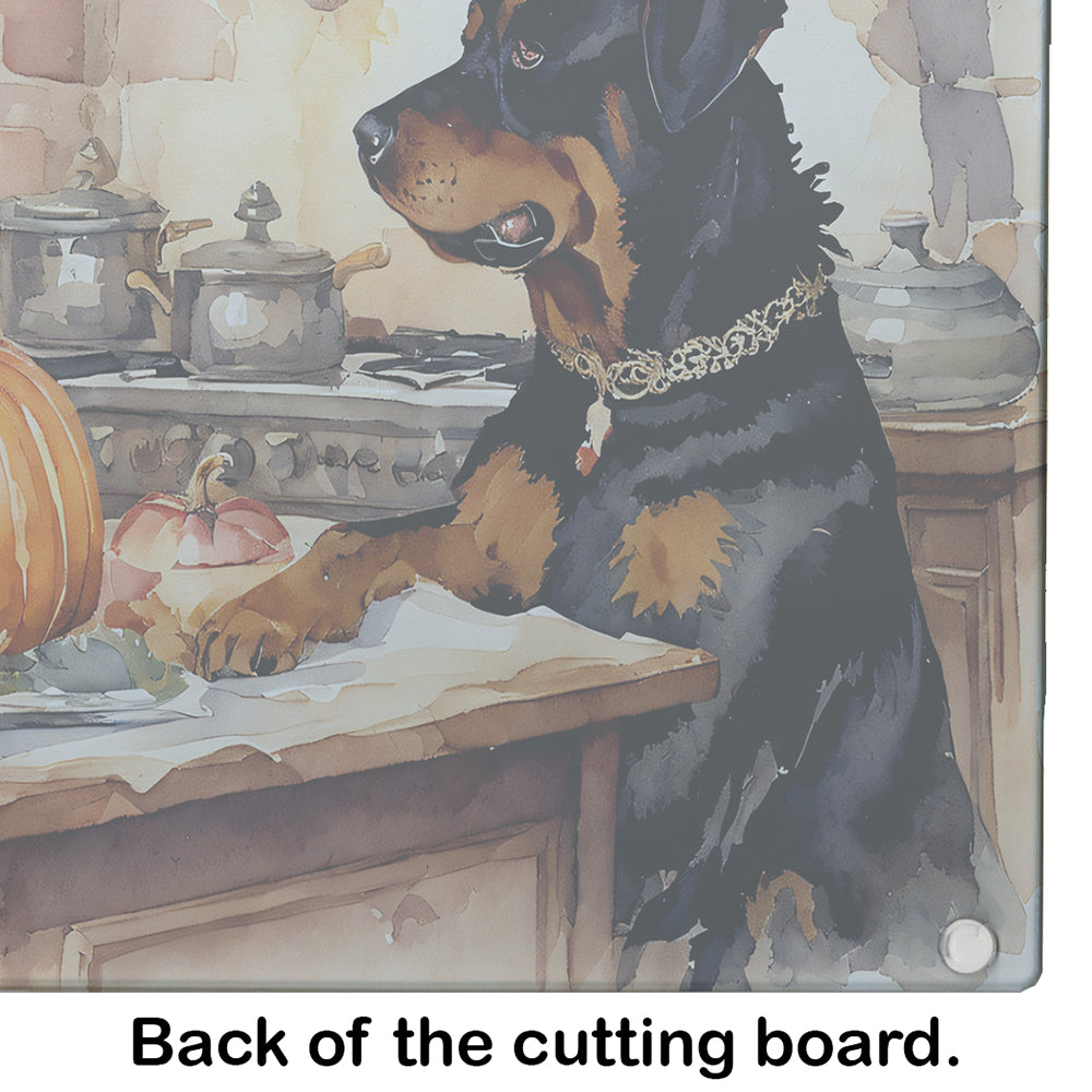 Rottweiler Fall Kitchen Pumpkins Glass Cutting Board