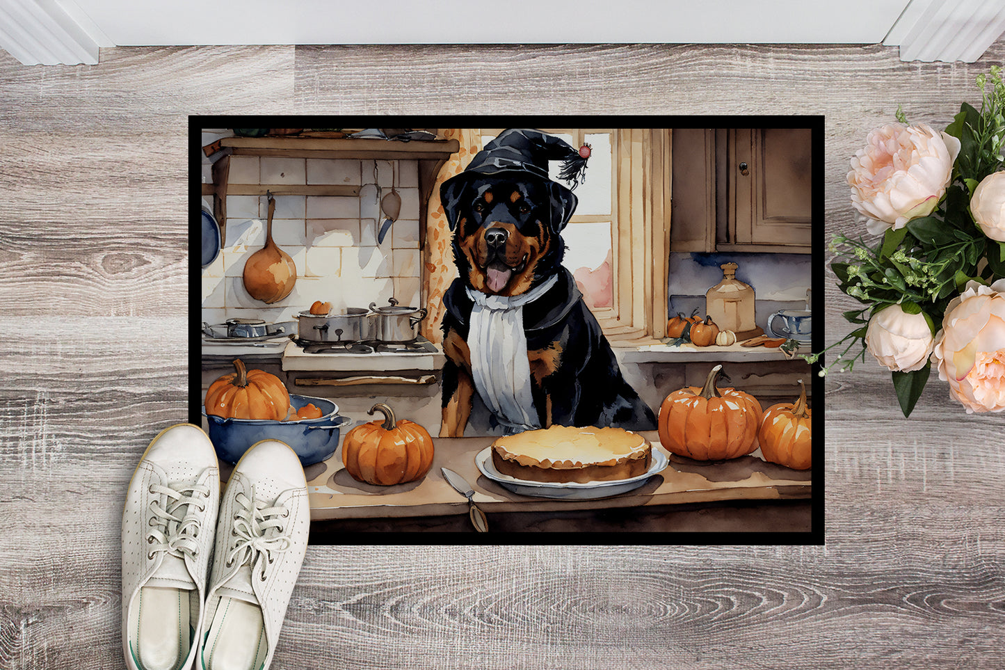 Rottweiler Fall Kitchen Pumpkins Doormat