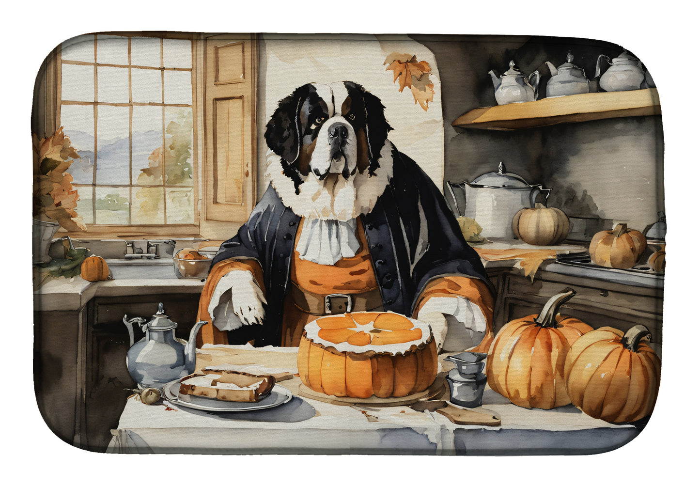 Buy this Saint Bernard Fall Kitchen Pumpkins Dish Drying Mat