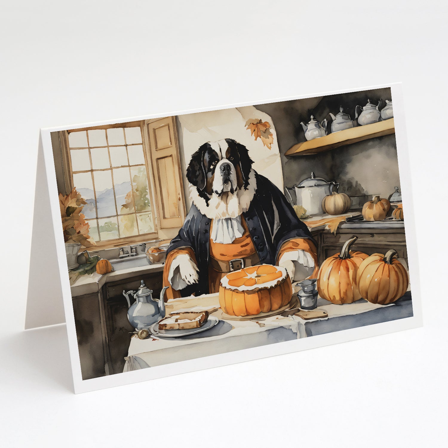 Buy this Saint Bernard Fall Kitchen Pumpkins Greeting Cards Pack of 8