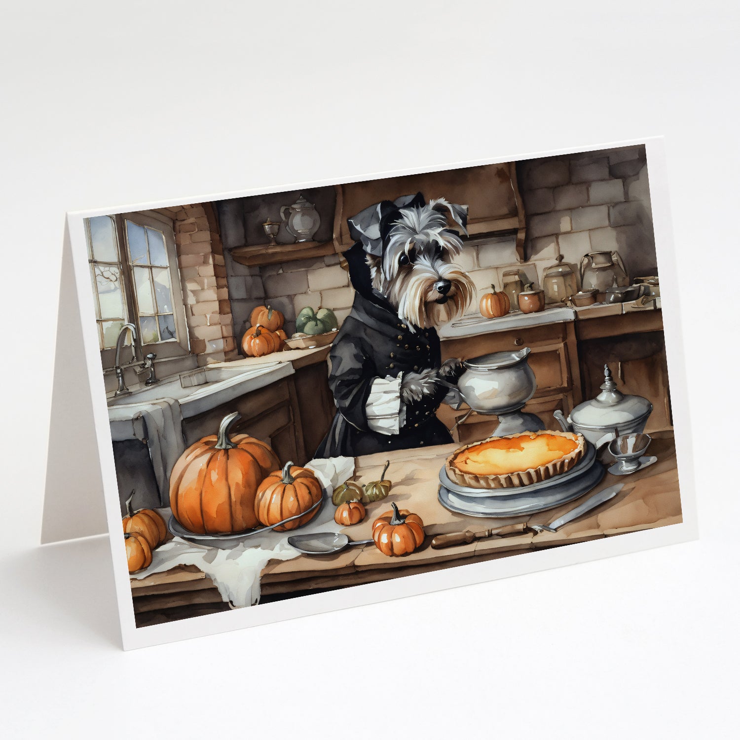Buy this Schnauzer Fall Kitchen Pumpkins Greeting Cards Pack of 8