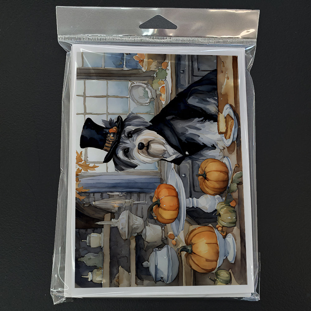 Schnauzer Fall Kitchen Pumpkins Greeting Cards Pack of 8