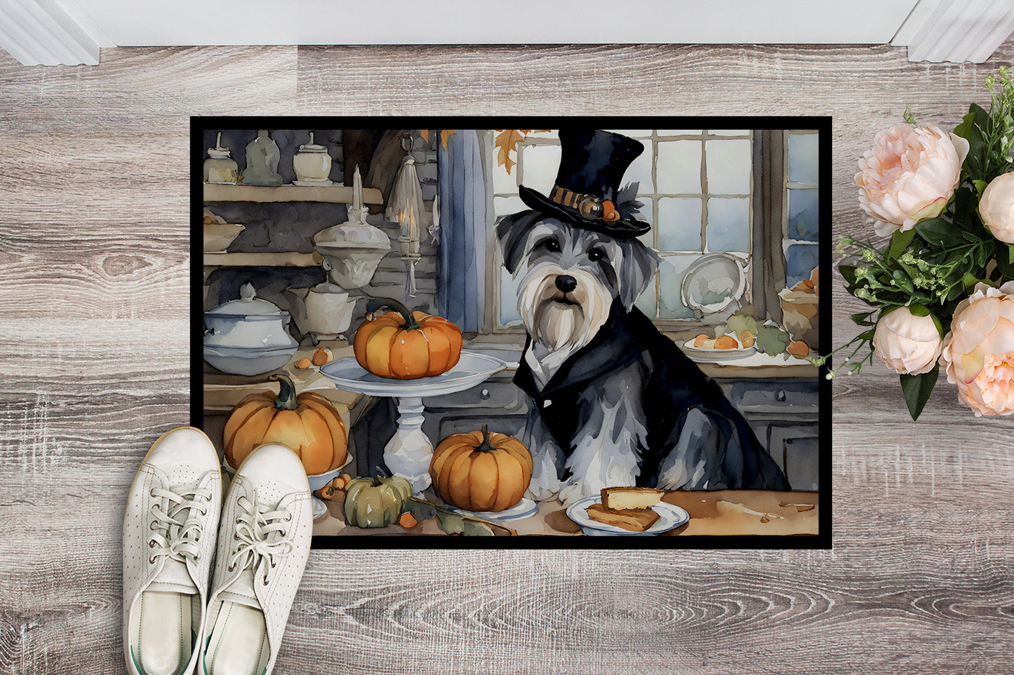 Schnauzer Fall Kitchen Pumpkins Doormat