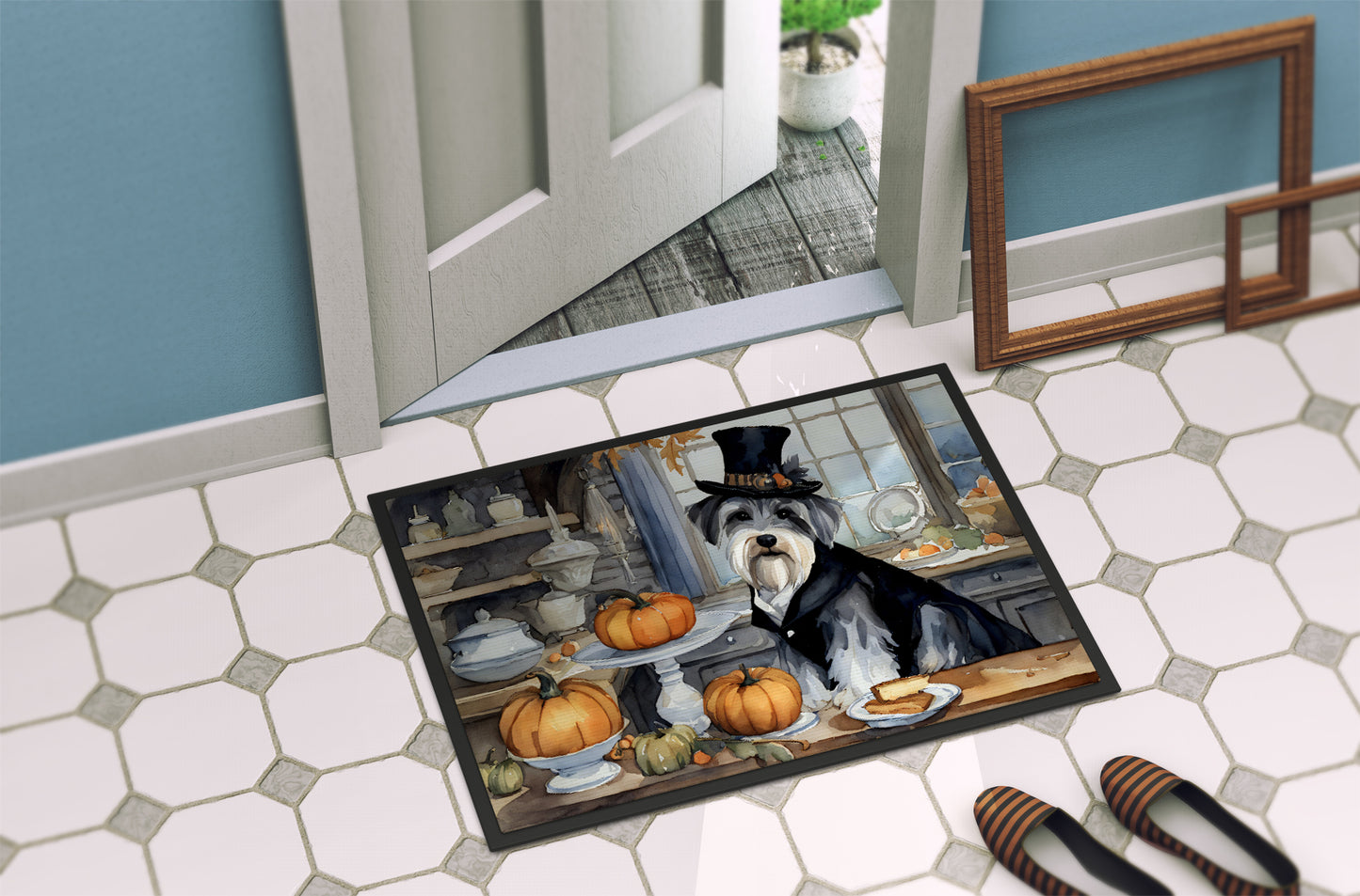 Schnauzer Fall Kitchen Pumpkins Doormat