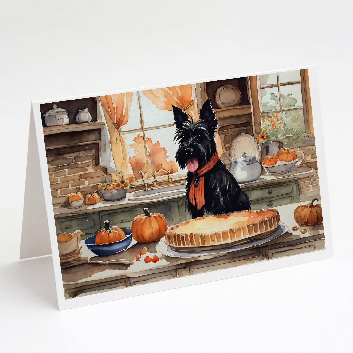 Buy this Scottish Terrier Fall Kitchen Pumpkins Greeting Cards Pack of 8