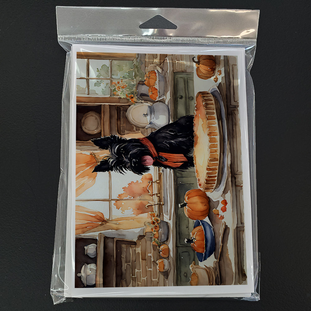 Scottish Terrier Fall Kitchen Pumpkins Greeting Cards Pack of 8