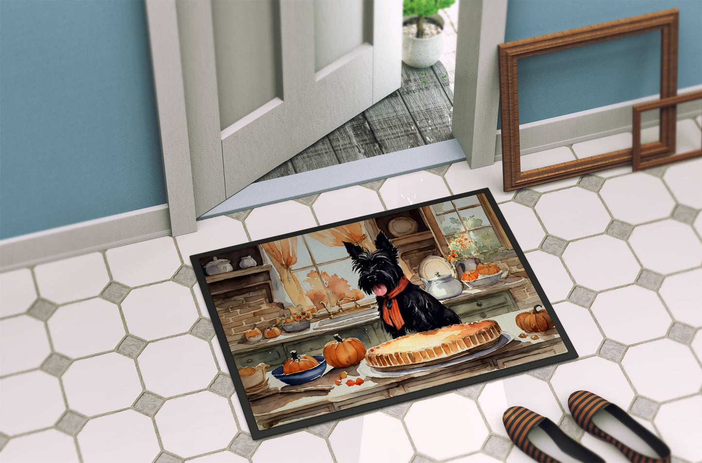 Scottish Terrier Fall Kitchen Pumpkins Doormat