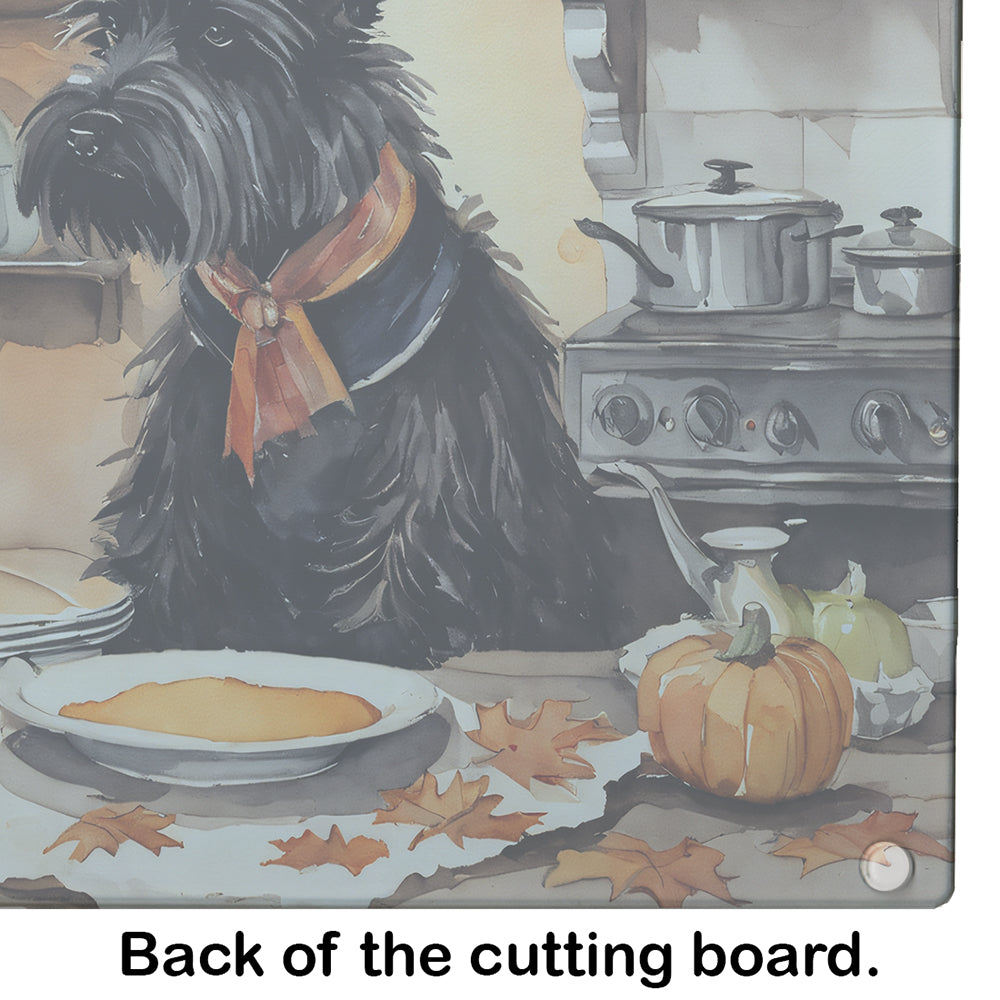 Scottish Terrier Fall Kitchen Pumpkins Glass Cutting Board