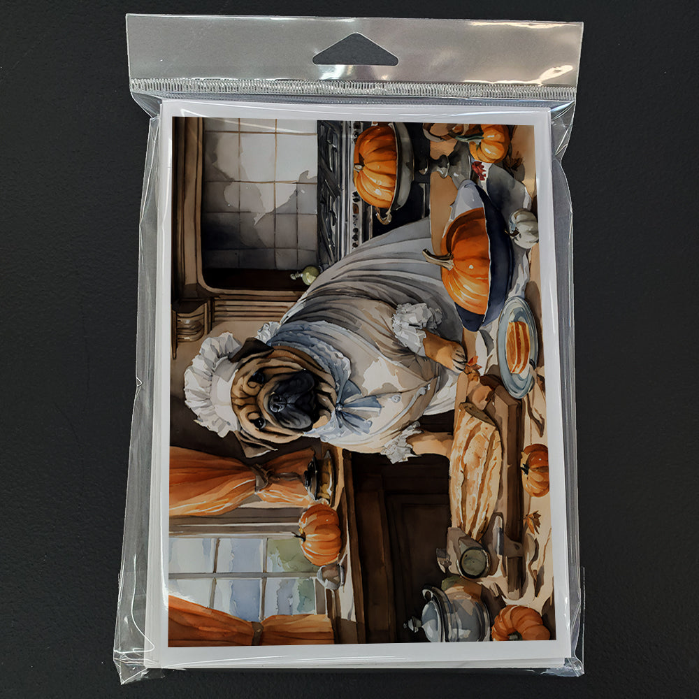 Shar Pei Fall Kitchen Pumpkins Greeting Cards Pack of 8