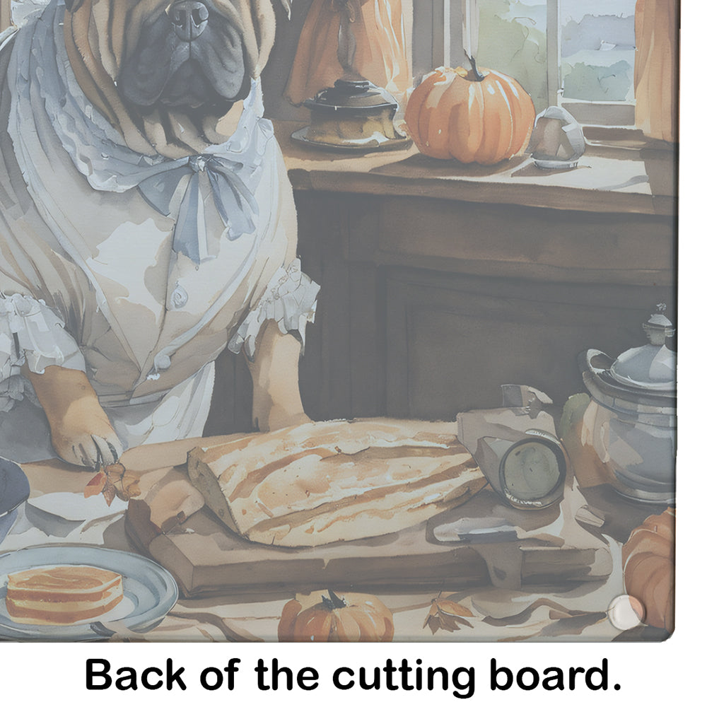 Shar Pei Fall Kitchen Pumpkins Glass Cutting Board