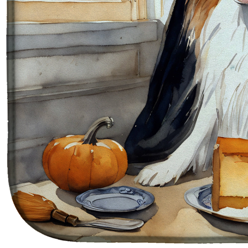 Sheltie Fall Kitchen Pumpkins Dish Drying Mat