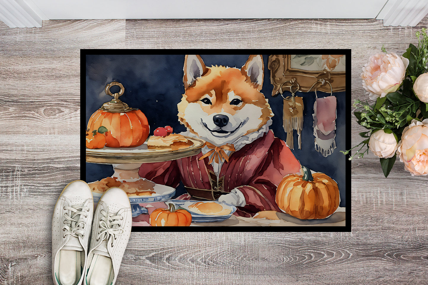 Shiba Inu Fall Kitchen Pumpkins Doormat