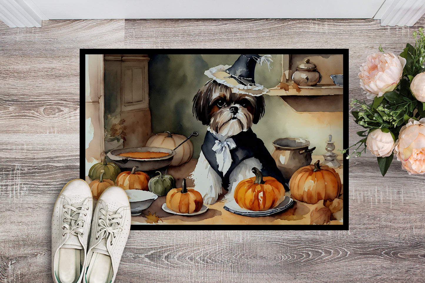 Shih Tzu Fall Kitchen Pumpkins Doormat