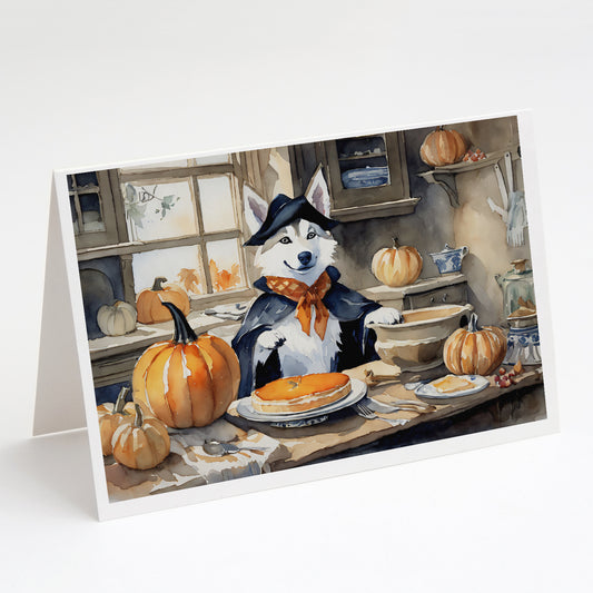 Buy this Siberian Husky Fall Kitchen Pumpkins Greeting Cards Pack of 8