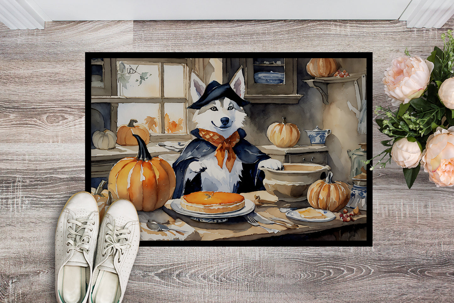 Siberian Husky Fall Kitchen Pumpkins Doormat