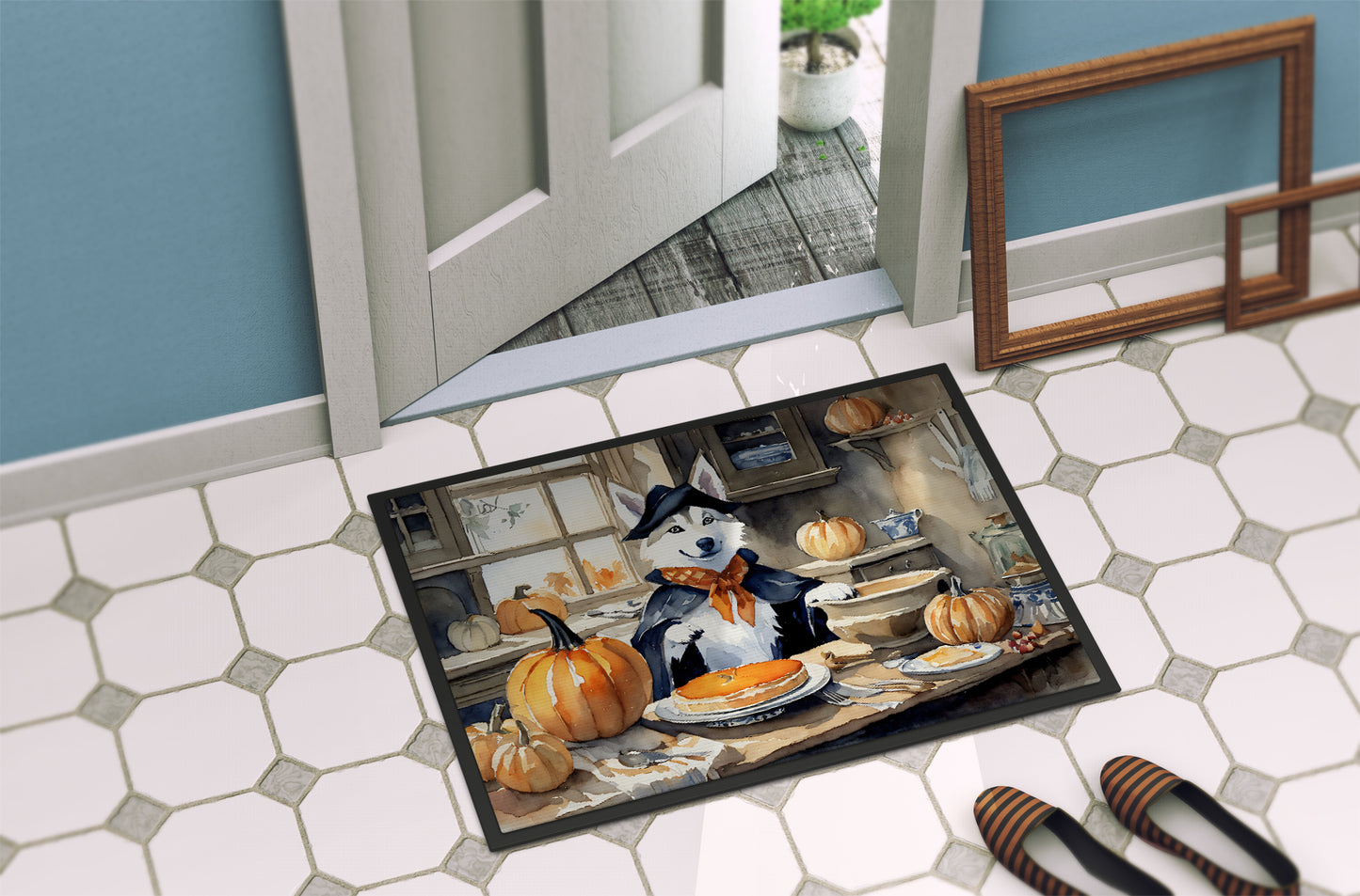 Siberian Husky Fall Kitchen Pumpkins Doormat