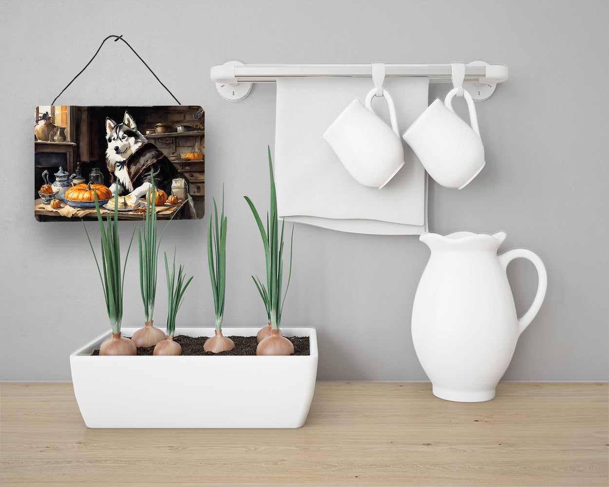 Siberian Husky Fall Kitchen Pumpkins Wall or Door Hanging Prints