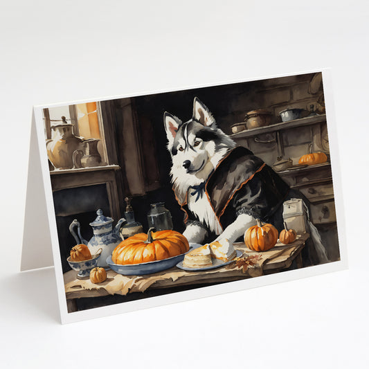 Buy this Siberian Husky Fall Kitchen Pumpkins Greeting Cards Pack of 8