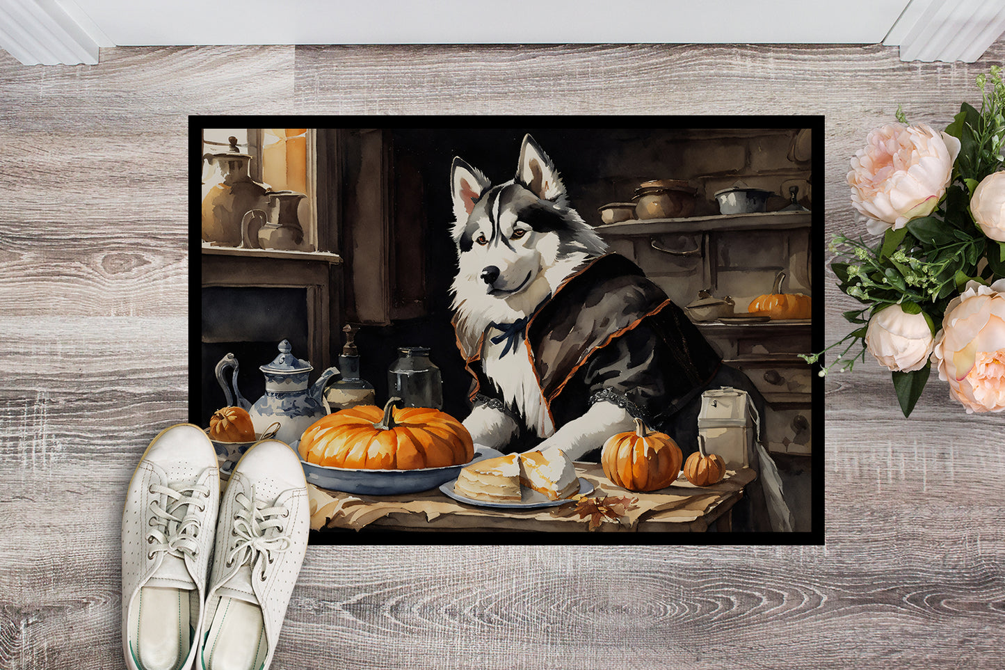 Siberian Husky Fall Kitchen Pumpkins Doormat