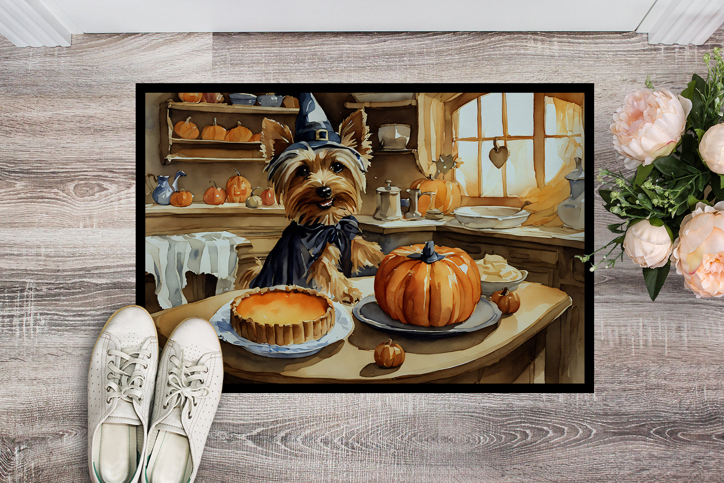 Silky Terrier Fall Kitchen Pumpkins Doormat