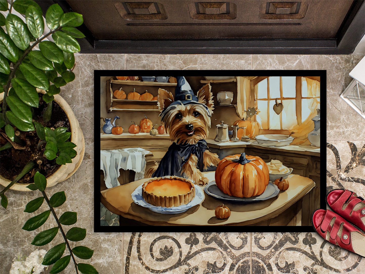 Silky Terrier Fall Kitchen Pumpkins Doormat