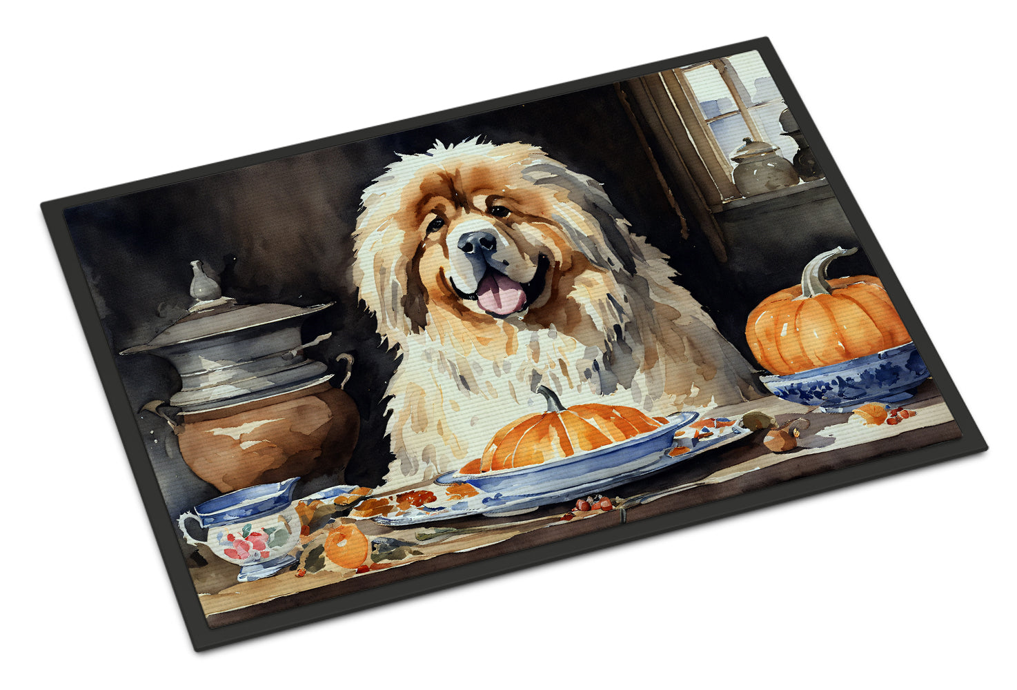 Buy this Tibetan Mastiff Fall Kitchen Pumpkins Doormat