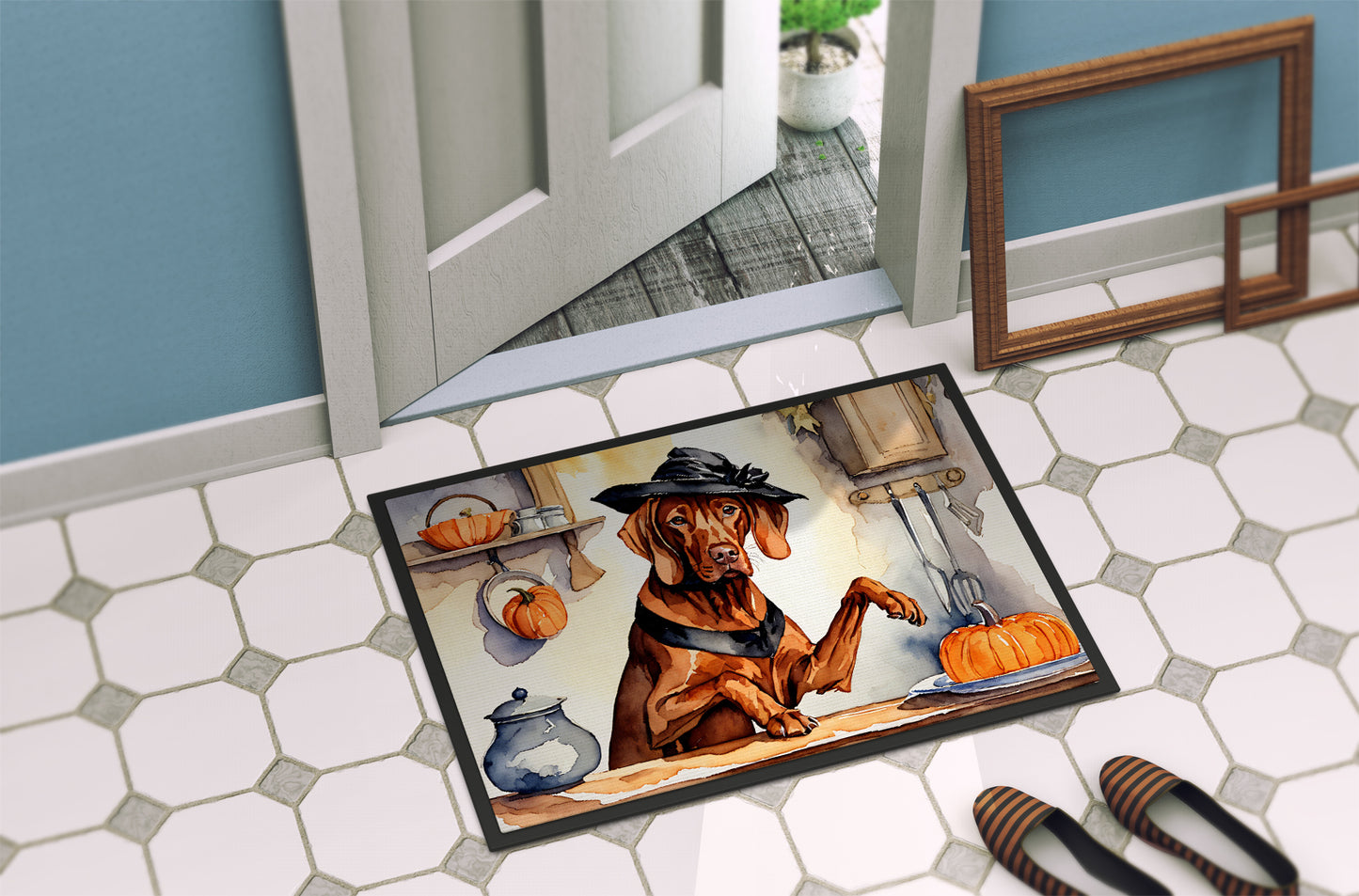 Vizsla Fall Kitchen Pumpkins Doormat