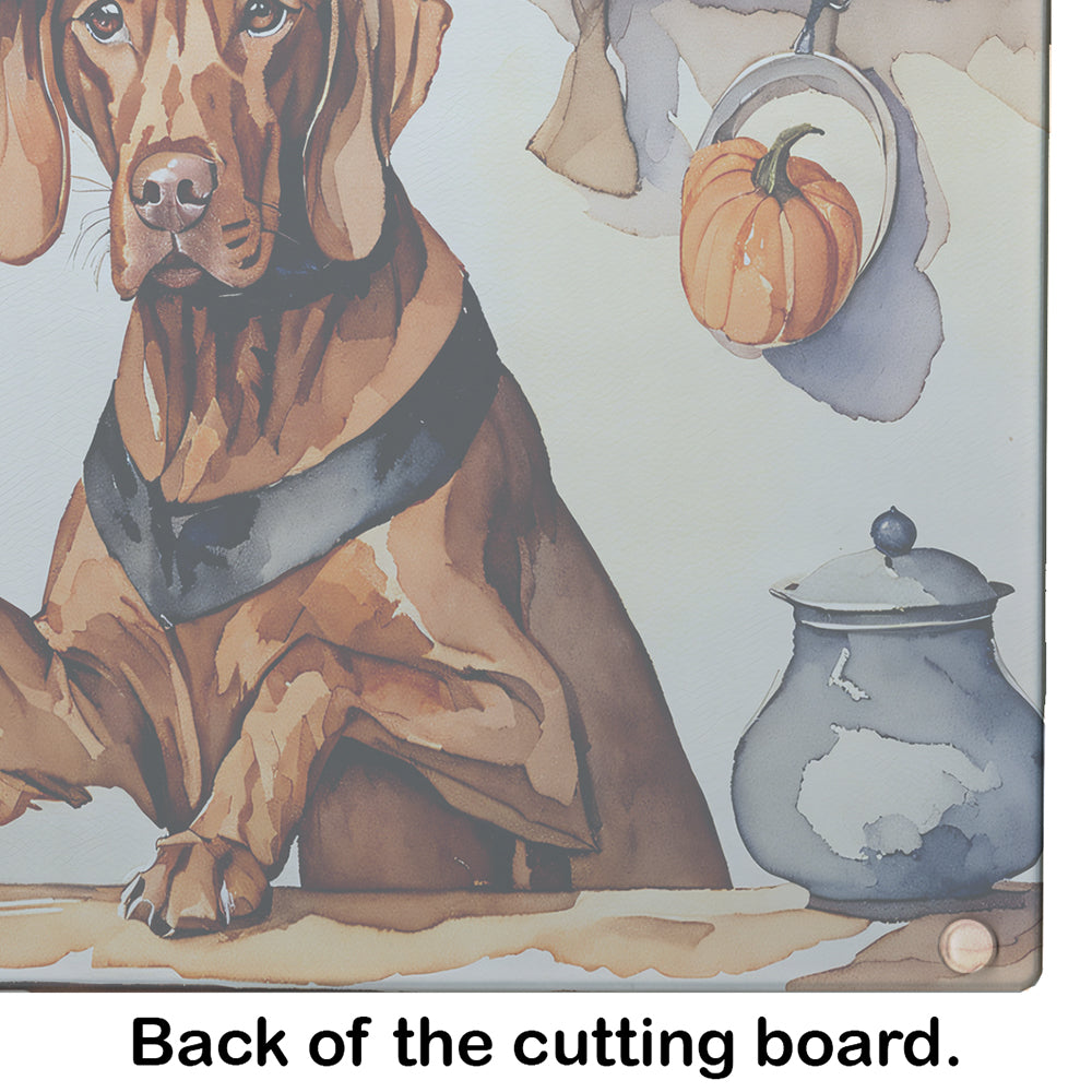 Vizsla Fall Kitchen Pumpkins Glass Cutting Board