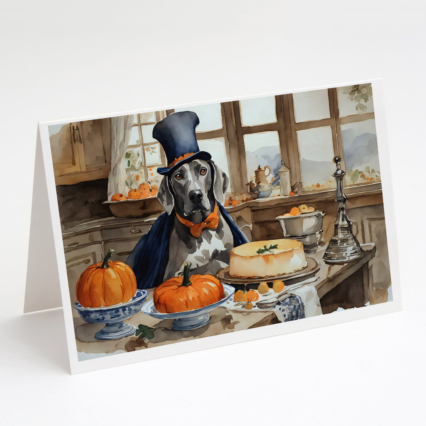 Buy this Weimaraner Fall Kitchen Pumpkins Greeting Cards Pack of 8
