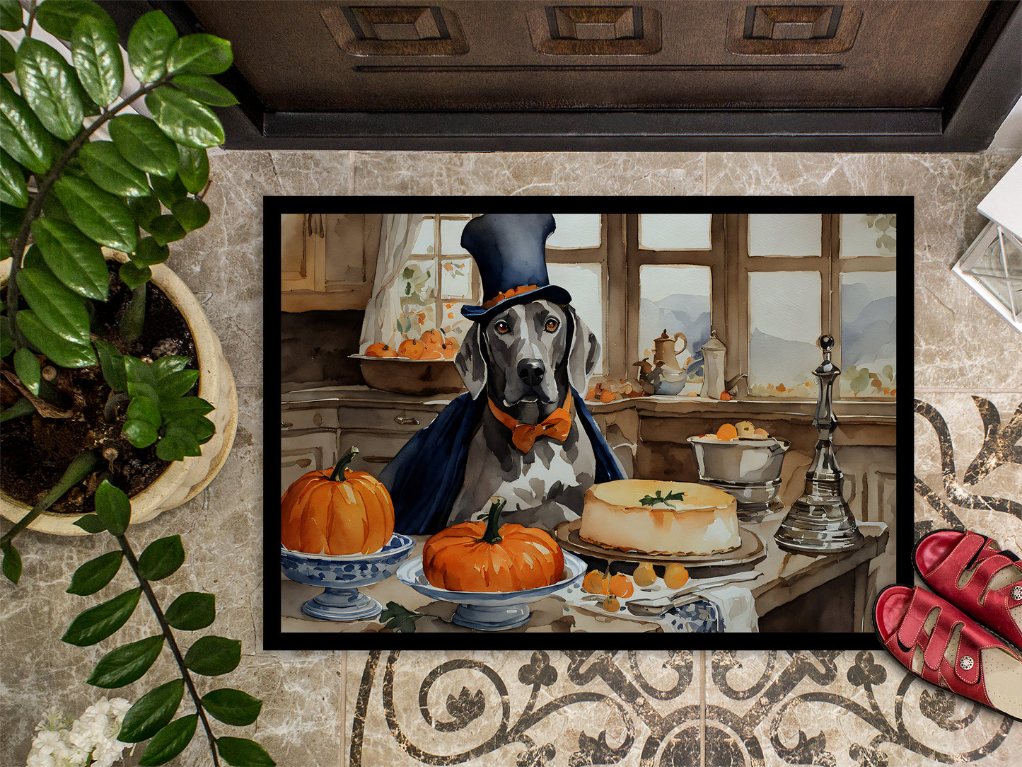 Weimaraner Fall Kitchen Pumpkins Doormat