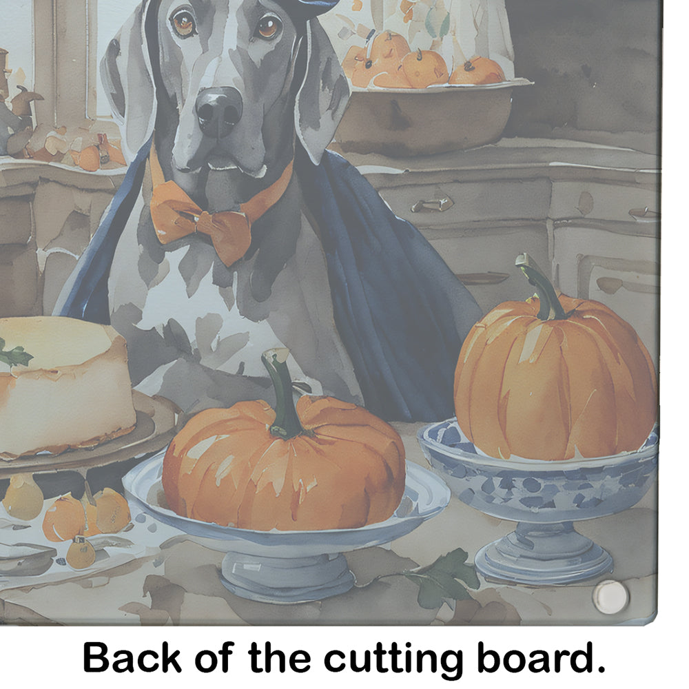 Weimaraner Fall Kitchen Pumpkins Glass Cutting Board