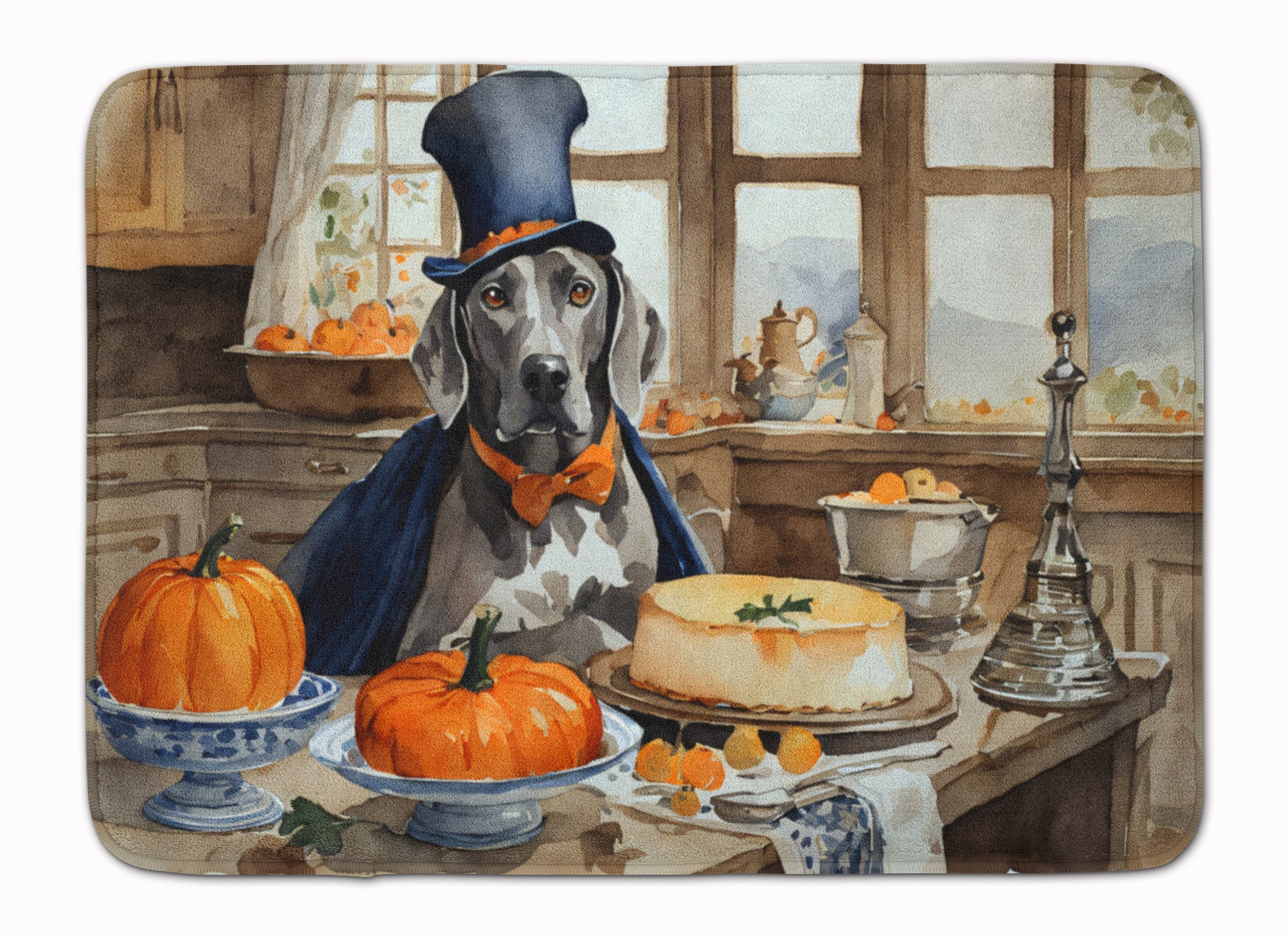 Buy this Weimaraner Fall Kitchen Pumpkins Memory Foam Kitchen Mat