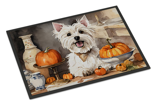 Buy this Westie Fall Kitchen Pumpkins Doormat