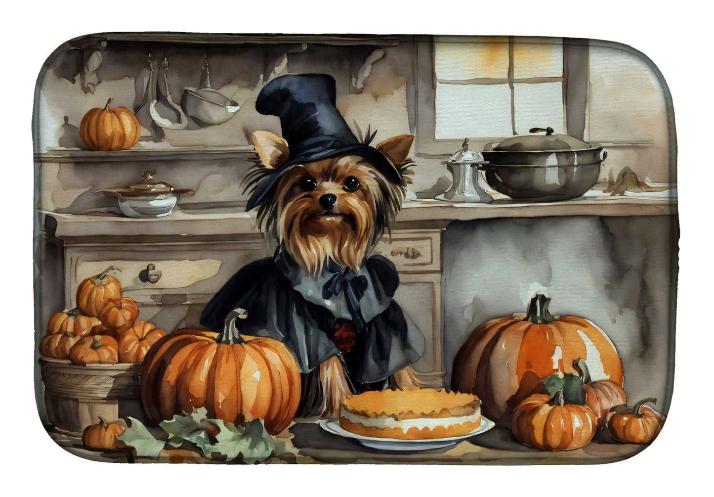 Buy this Yorkie Fall Kitchen Pumpkins Dish Drying Mat