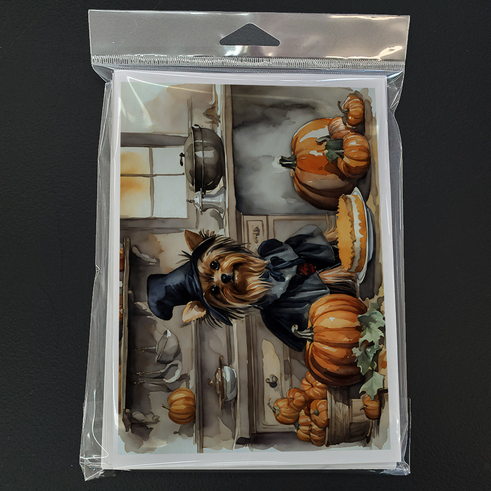 Yorkie Fall Kitchen Pumpkins Greeting Cards Pack of 8